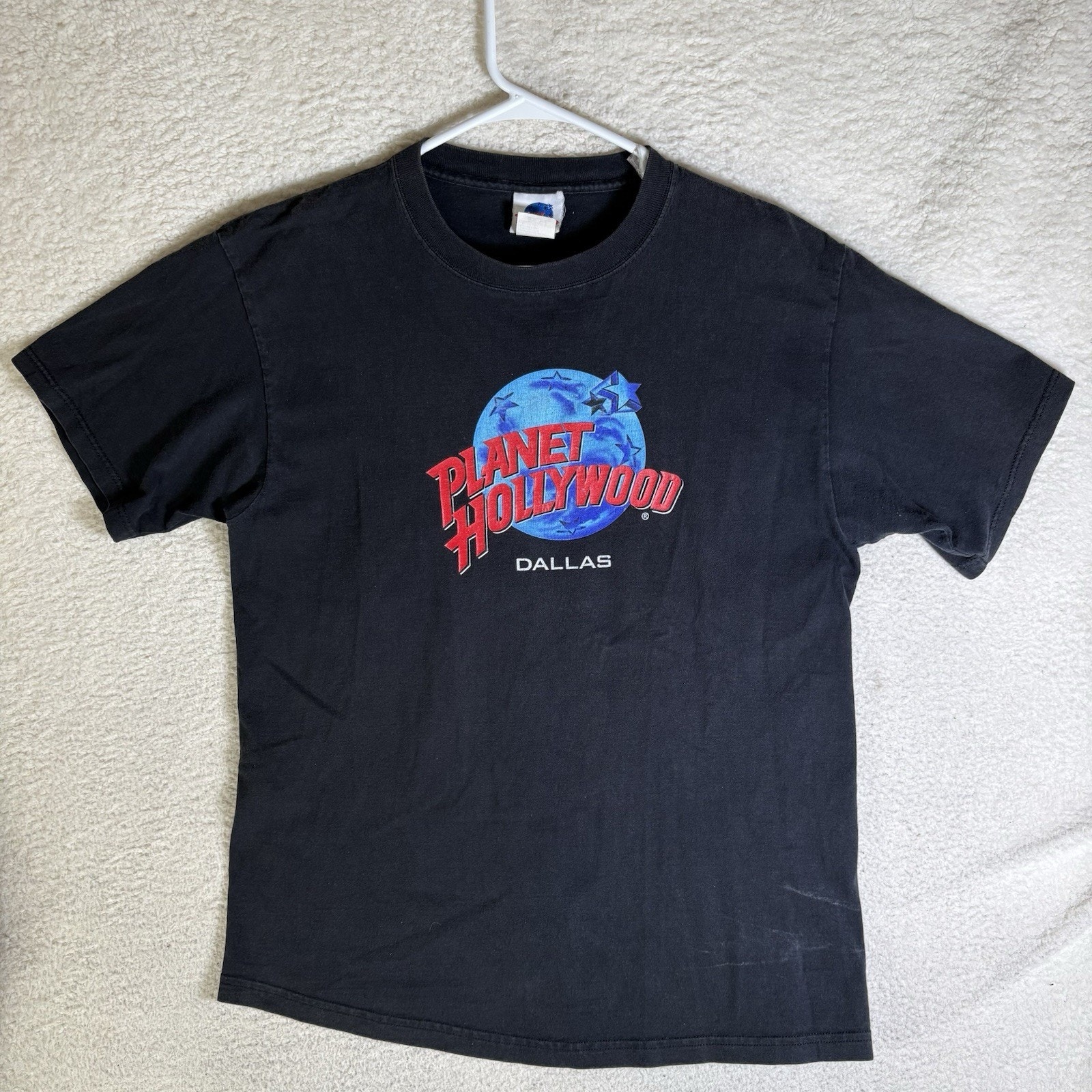 Vintage Planet Hollywood Shirt Mens Large Black Dallas Texas Usa Made 1991 Read